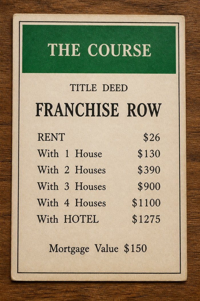 The Course — Monopoly title deed card